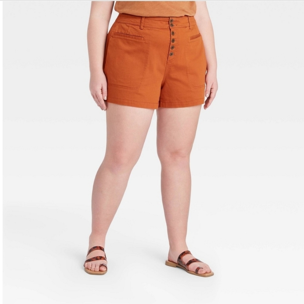 Women's Orange Plus Size Shorts - Ava & Viv